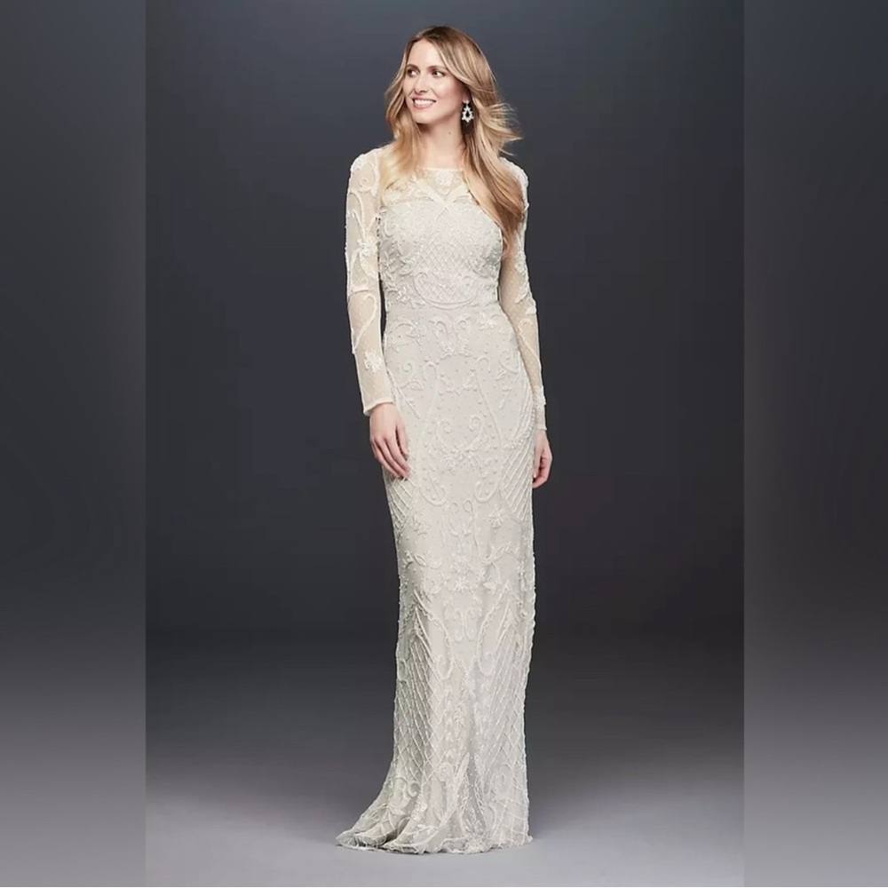 Cream Long Sleeve Bishop Gown for Bride
